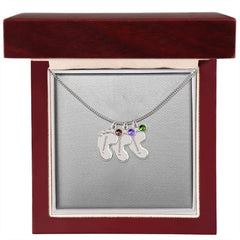 Baby Feet Necklace with Birthstone - Engraved