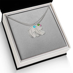 Baby Feet Necklace with Birthstone - Engraved