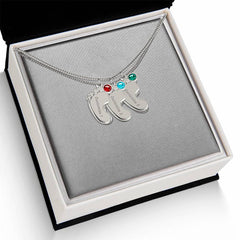 Baby Feet Necklace with Birthstone - Engraved