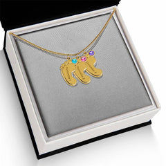 Baby Feet Necklace with Birthstone - Engraved