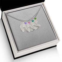 Baby Feet Necklace with Birthstone - Engraved