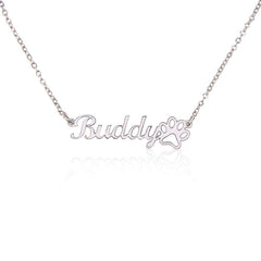 Classic Paw Print Name Necklace