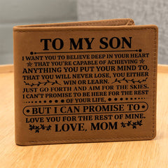 To My Son Skies (Black) – Leather Wallet
