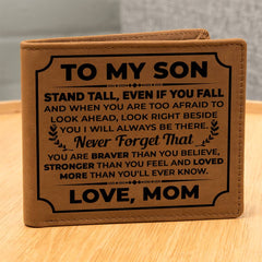 To My Son Stand Tall – Leather Wallet