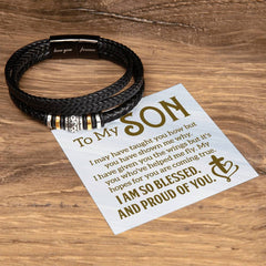 To My Son - Men's Leather Bracelet