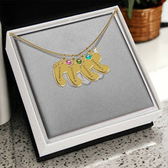 Baby Feet Necklace with Birthstone - Engraved