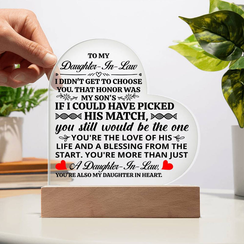 To My Daughter-in-Law Honor – Acrylic Heart Plaque