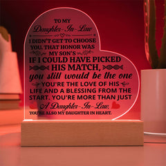 To My Daughter-in-Law Honor – Acrylic Heart Plaque