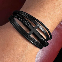My One and Only - Leather Cross Bracelet