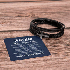 My One and Only - Leather Cross Bracelet