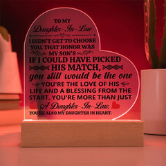 To My Daughter-in-Law Honor – Acrylic Heart Plaque