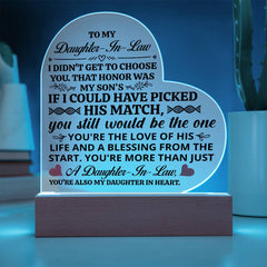 To My Daughter-in-Law Honor – Acrylic Heart Plaque