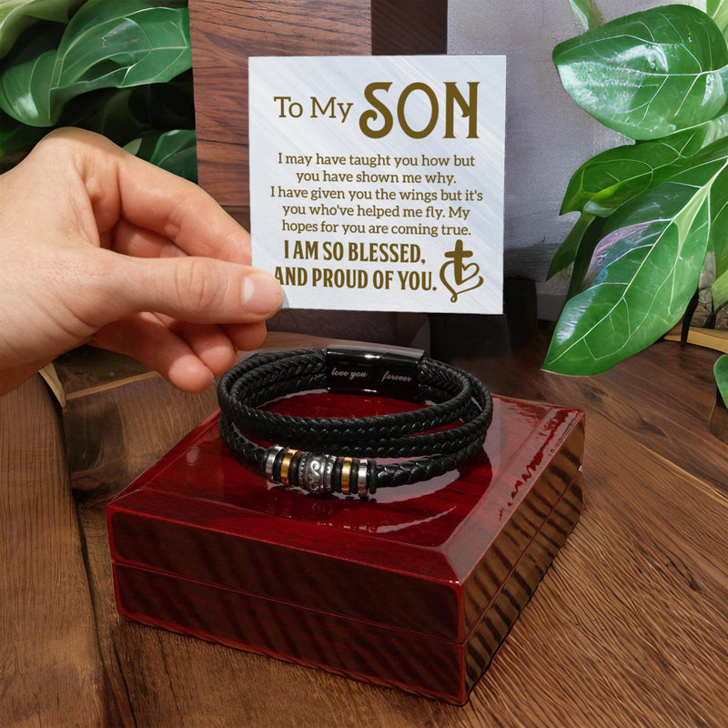 To My Son - Men's Leather Bracelet
