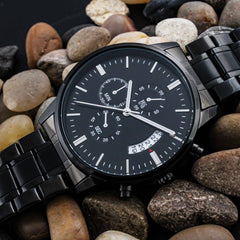 To My Soulmate Turn Back the Clock (Charcoal Black) – Men's Watch