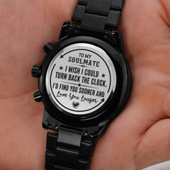 To My Soulmate Turn Back the Clock (Charcoal Black) – Men's Watch