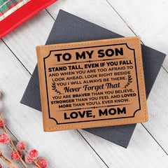 To My Son Stand Tall – Leather Wallet