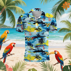 Hawaiian Beach Coconut Trees Polo Shirt For Men Summer 3D Print Leaves Short Sleeve Golf Polo Shirts Street T Shirt Tops
