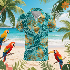 Hawaiian Beach Coconut Trees Polo Shirt For Men Summer 3D Print Leaves Short Sleeve Golf Polo Shirts Street T Shirt Tops