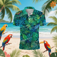 Hawaiian Beach Coconut Trees Polo Shirt For Men Summer 3D Print Leaves Short Sleeve Golf Polo Shirts Street T Shirt Tops