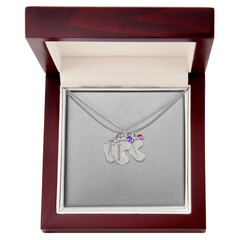 Baby Feet Necklace with Birthstone - Engraved
