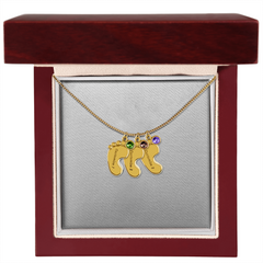 Baby Feet Necklace with Birthstone - Engraved